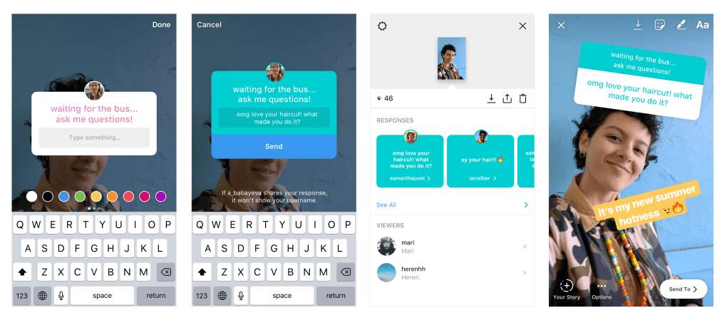 example of Instagram question stickers on stories